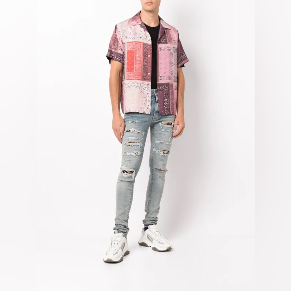 AMIRI Light Blue Ripped Skinny Jeans - Picture 2 of 14